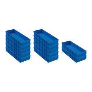 PROREGAL SuperSparSet: 12 blaue Industrieboxen, 6 Liter, für Aufbewahrungssysteme.