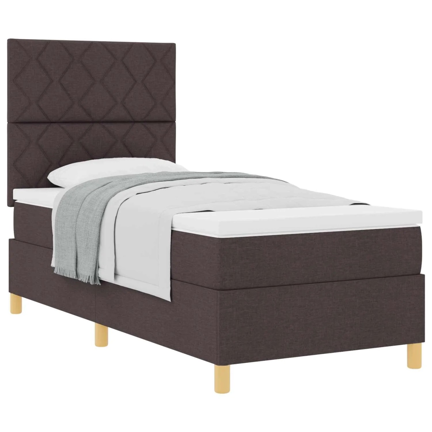 vidaXL Boxspringbett mit Matratze Dunkelbraun 100 x 200 cm Stoff 3339675