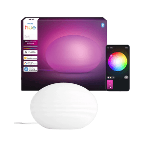 Philips Hue Flourish Tischleuchte, Weiß und Farbe, mit Verpackung und Smartphone-App.