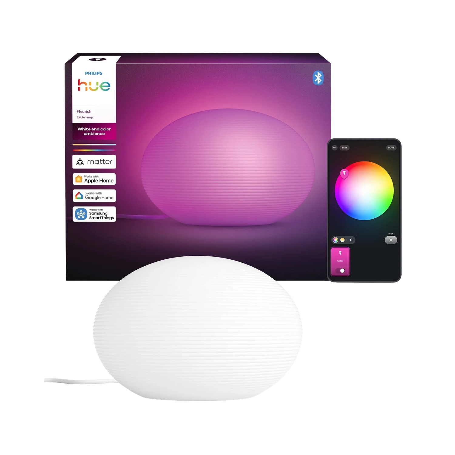 Philips Hue smarte Tischleuchte Flourish Weiß- & Farblicht 1100 Lumen