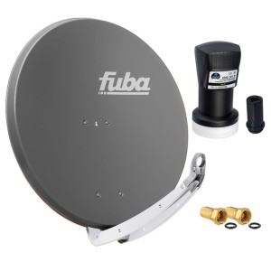hb-digital Sat Anlage: Anthrazit Fuba DAA 850 85cm Aluminium Satellitenschüssel mit Single LNB und F-Steckern.