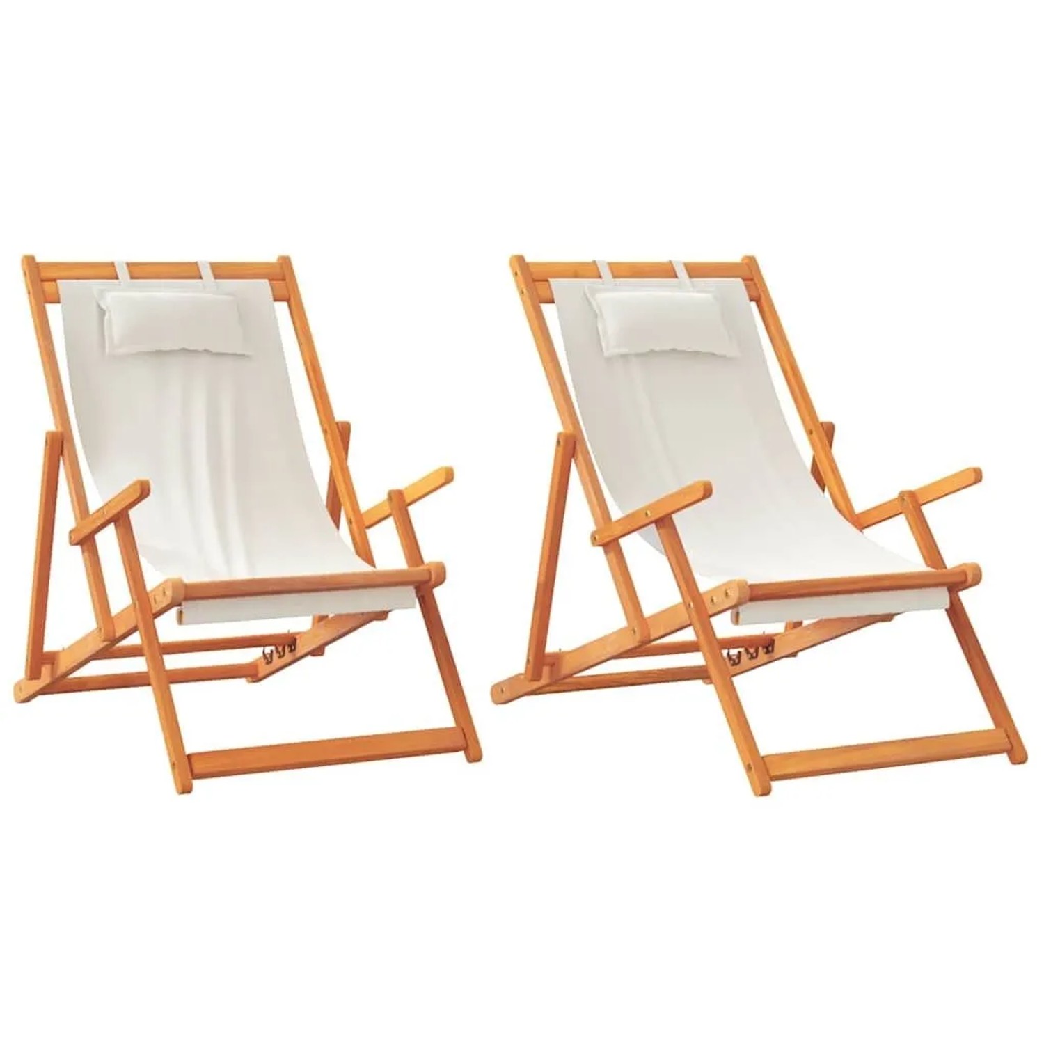 vidaXL Klappbare Strandstühle 2 Stk Creme Stoff 3214484