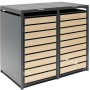 Westmann Mülltonnenbox für 2 Tonnen (je 240 l) in Holzoptik, anthrazitfarbenes Gestell.