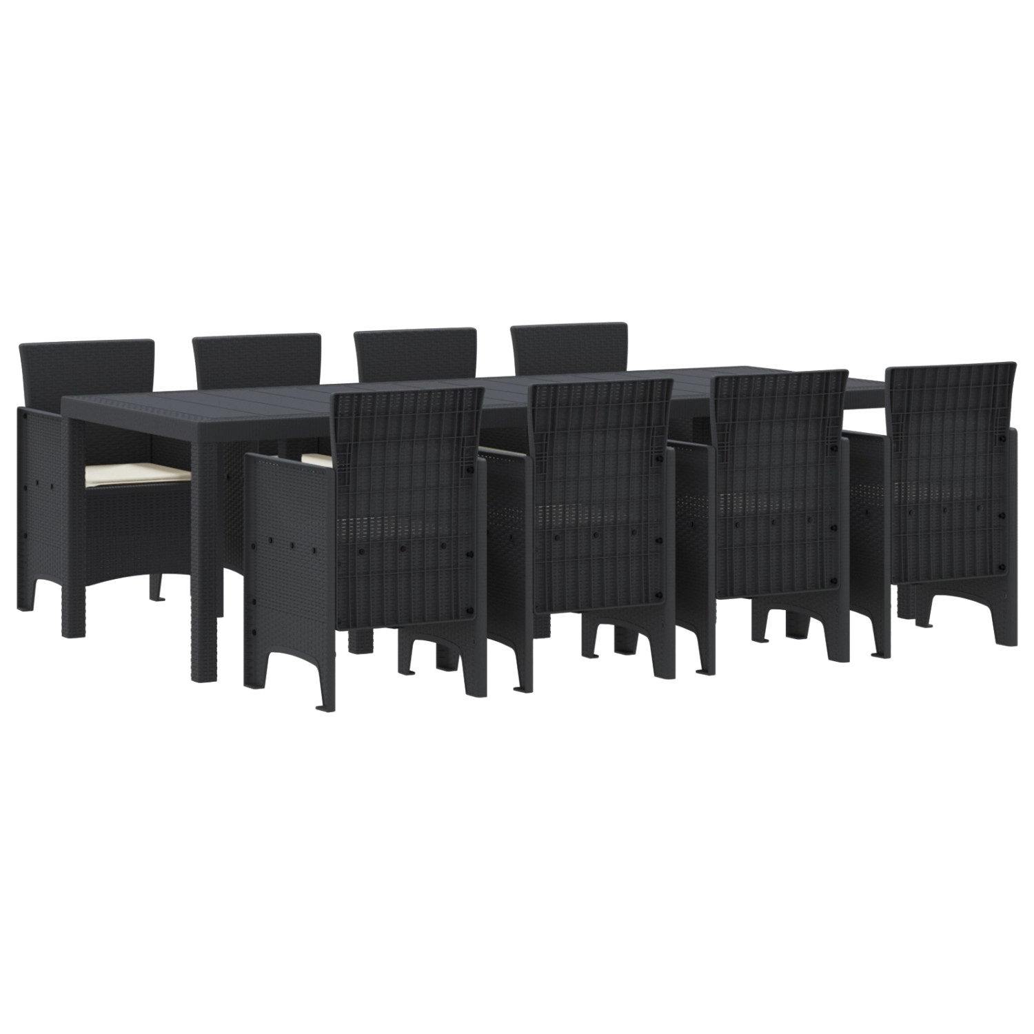 vidaXL 9-tlg Garten-Essgruppe mit Kissen Anthrazit Poly Rattan 3378736 günstig online kaufen