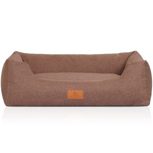 Knuffelwuff Hundebett Lotte Velours, M-L, 85x63cm, lichtbraun. Bequemes Hundekörbchen.