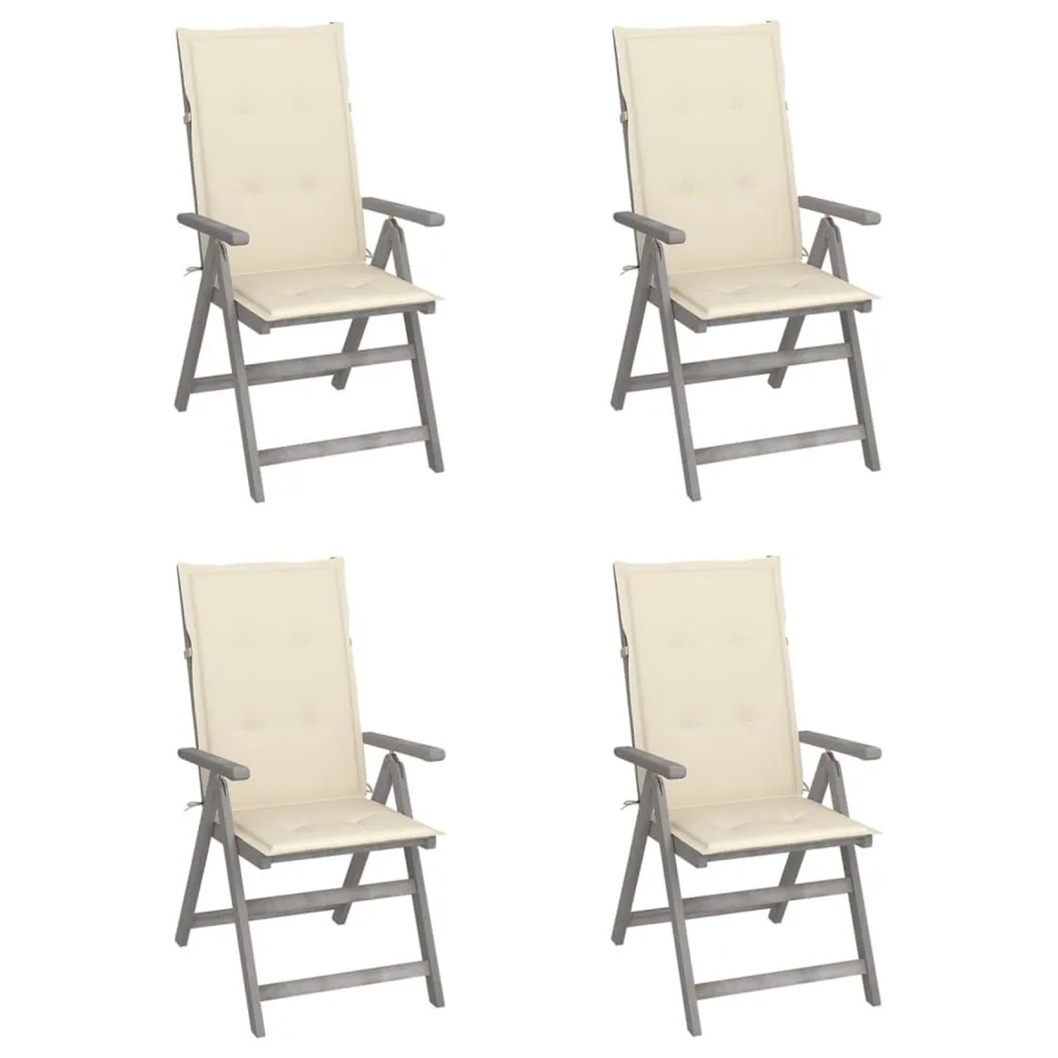 vidaXL Hochlehner Verstellbar 4 Stk mit Auflagen Massivholz Akazie 3065379