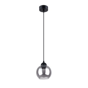 Schwarze Sollux Lighting Hängeleuchte ALino 1 mit rundem Glasschirm für Wohnzimmer & Esszimmer.