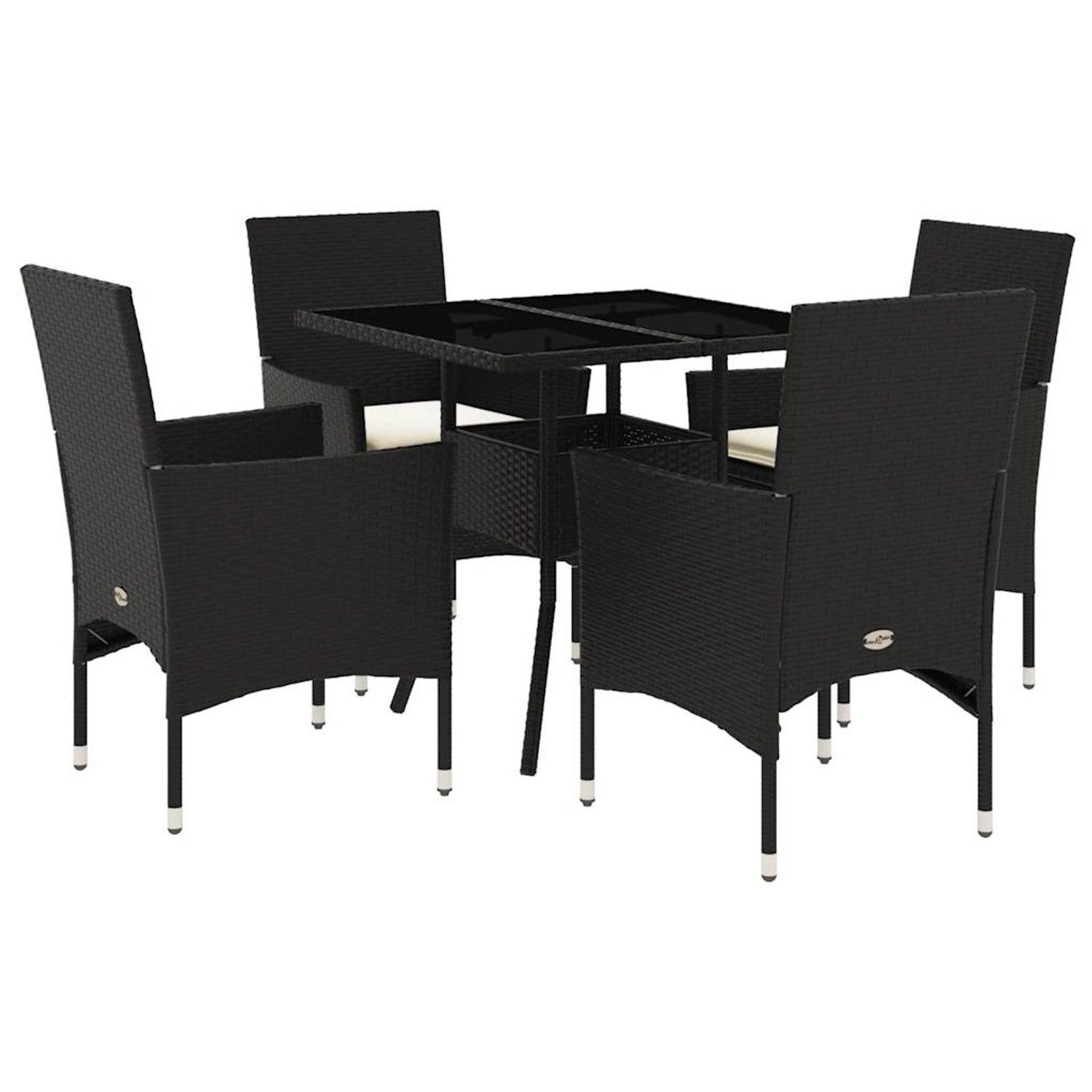 vidaXL 5-Tlg Garten-Essgruppe mit Kissen Schwarz Poly Rattan und Glas 32786 günstig online kaufen