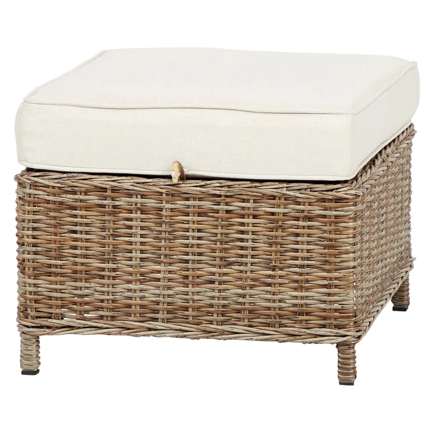 ebuy24 Gram Fusshocker mit Sitzkissen Natur und Offwhite