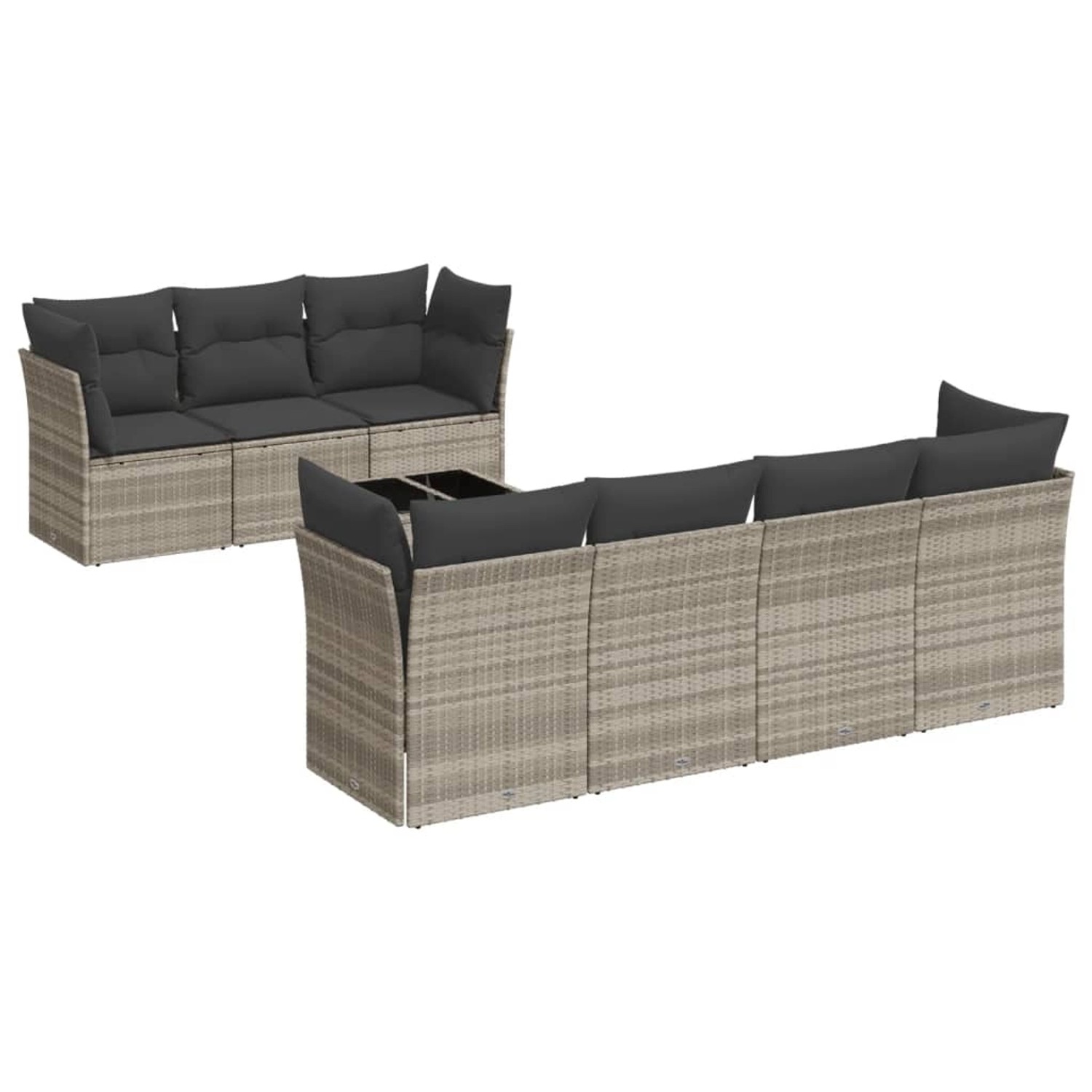vidaXL 8-Tlg Garten-Sofagarnitur mit Kissen Hellgrau Poly Rattan 3217282 günstig online kaufen