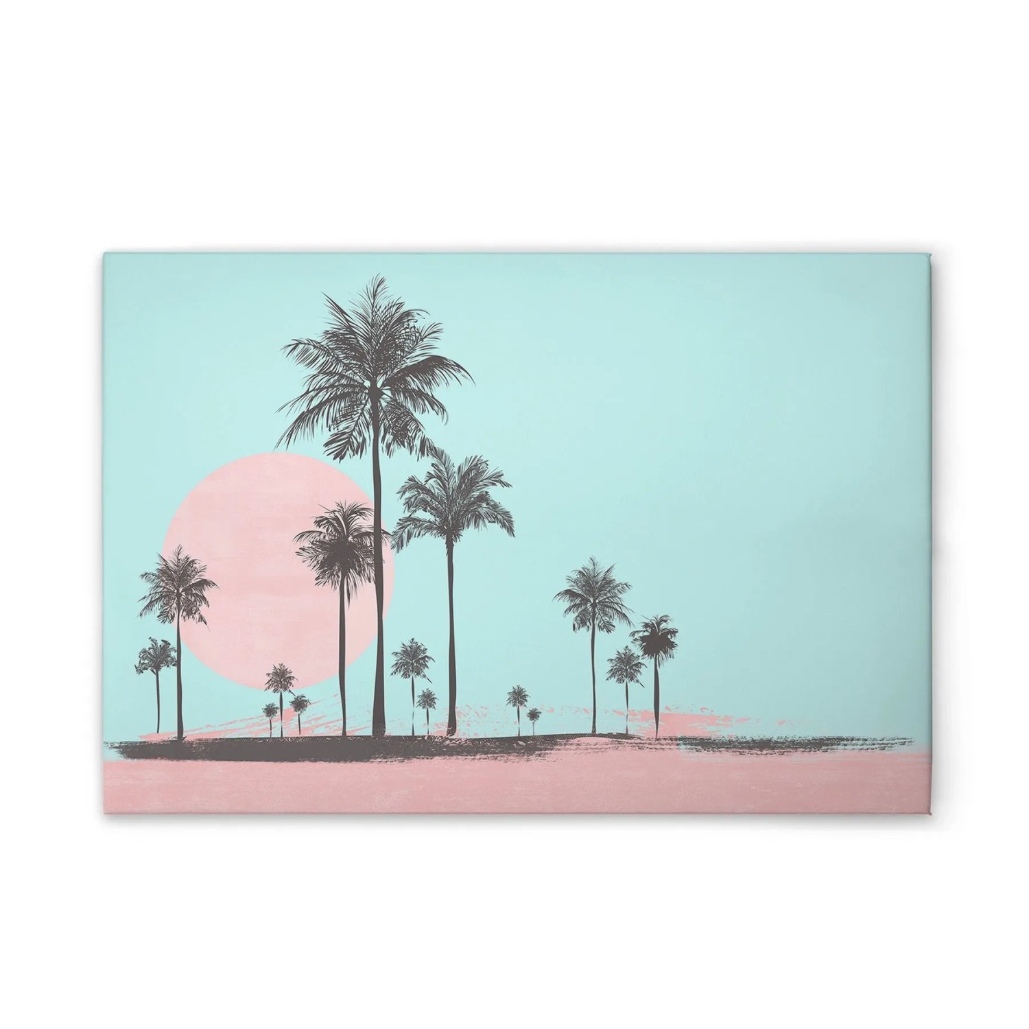 Tadessi Leinwandbild - M1-No.51051 - Miami Strand Rosa Blau - 45 x 30 cm - Hochformat