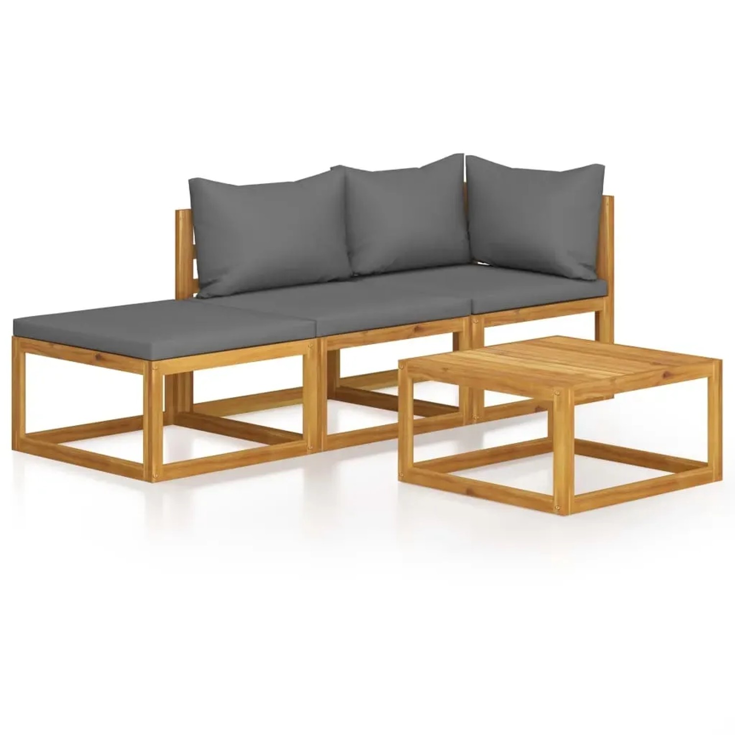 vidaXL 4-Tlg Garten-Lounge-Set mit Auflagen Massivholz Akazie 3057628
