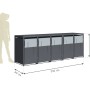 Anthrazitfarbene Westmann Mülltonnenbox Tonus 5 für fünf 240-Liter-Tonnen, Maße 80x330x116 cm.