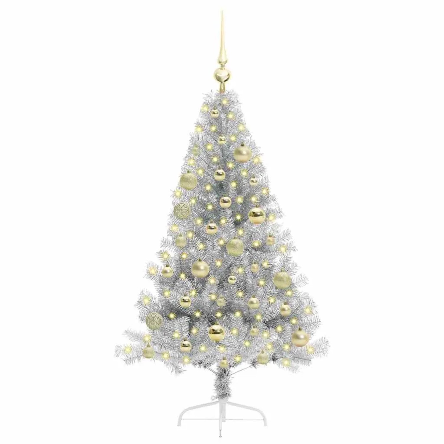 vidaXL Künstlicher Vorbeleuchteter Weihnachtsbaum Silber 120 cm 3397184