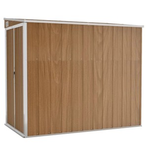 vidaXL Wand-Geräteschuppen, braun, 118x194x178 cm, verzinkter Stahl. Gartenhaus zur Wandmontage.