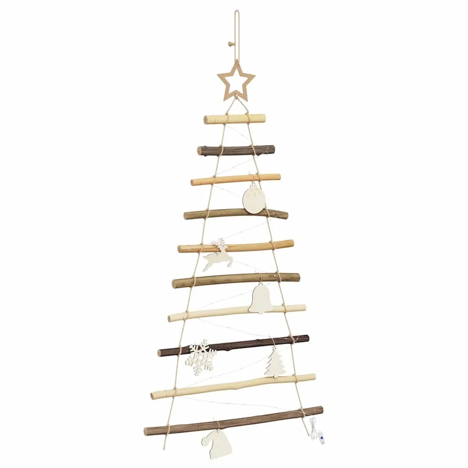 vidaXL Weihnachtsbaum mit 30 LEDs Natur 90 cm Massives Eschenholz 42020258
