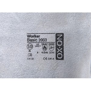 OX-ON Handschuh Worker Basic 2003, grau-weißer Arbeitshandschuh, Größe 08.