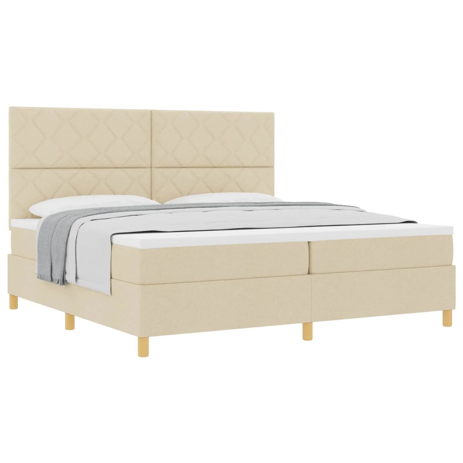vidaXL Boxspringbett mit Matratze Creme 200 x 200 cm Stoff 3339726