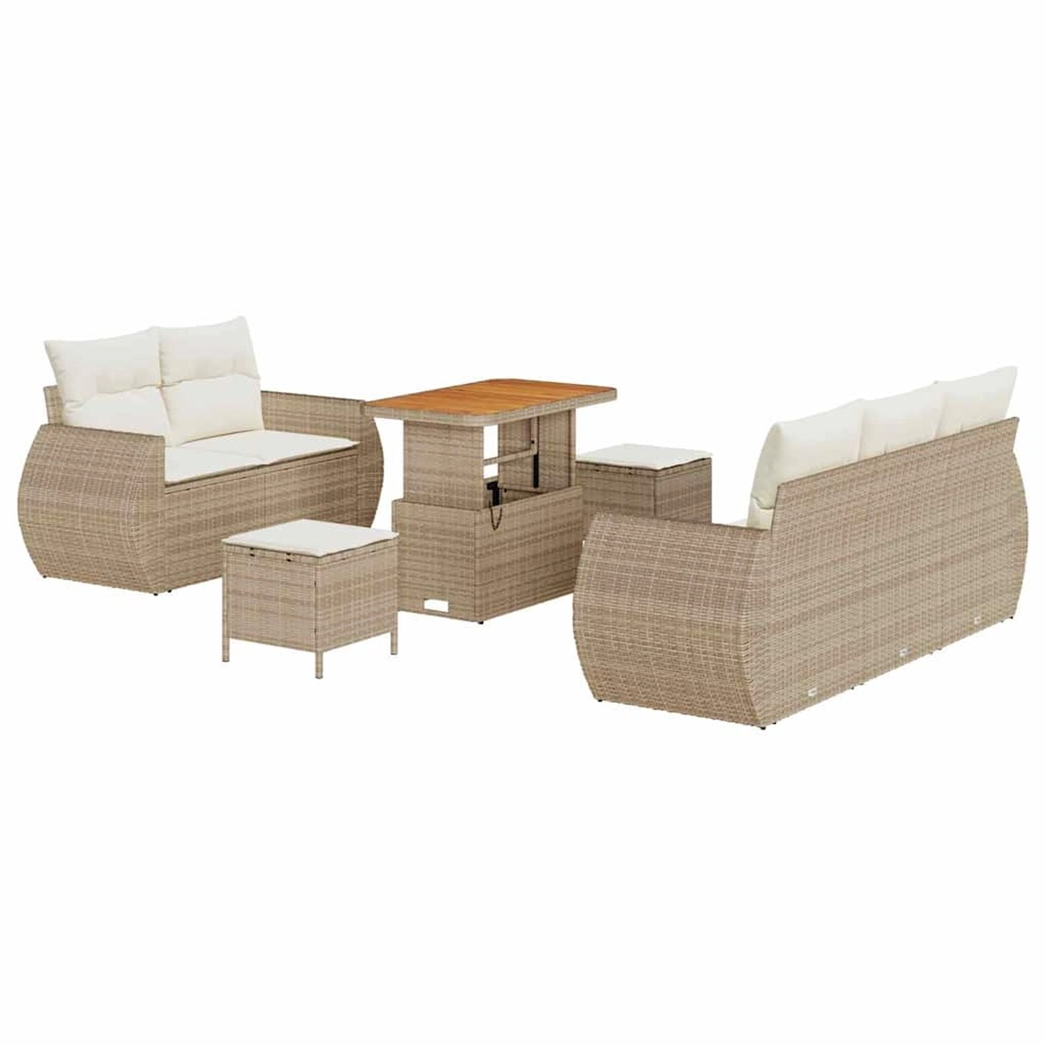 vidaXL Garten-Sofa-Set 8-Tlg Beige Poly Rattan 3361821 günstig online kaufen