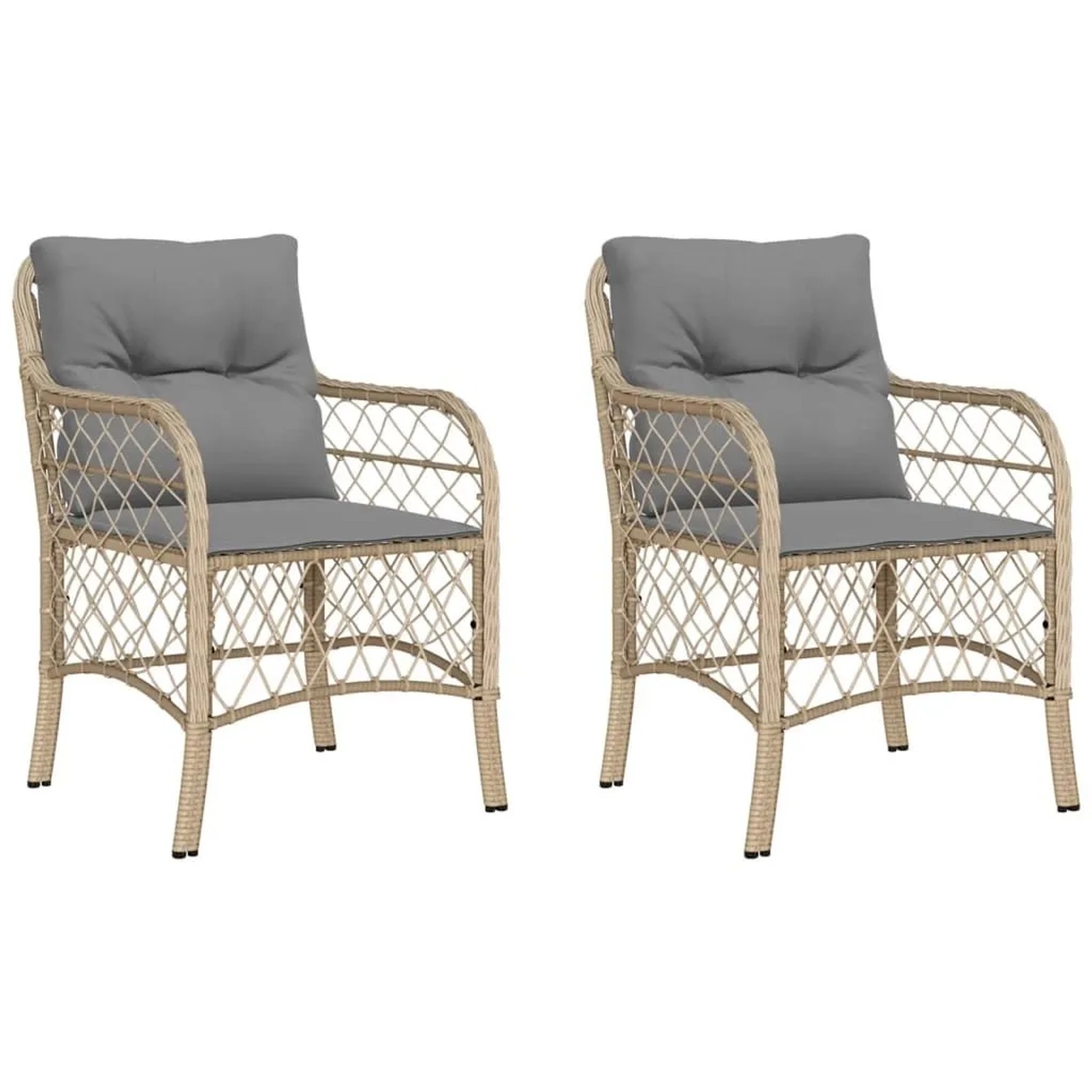 Furnicato Gartenstühle Mit Kissen 2 Stk Beigemischung Poly Rattan