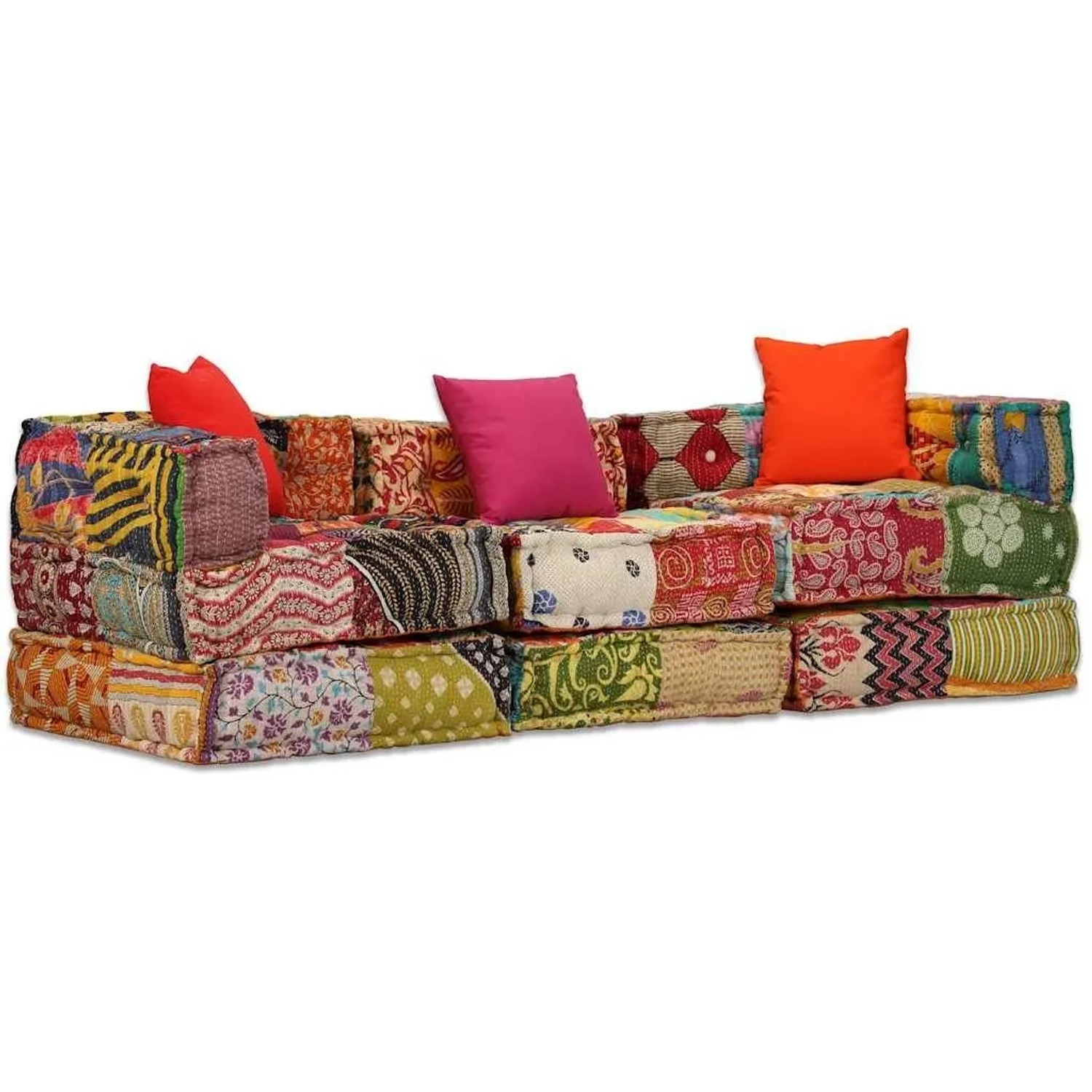 vidaXL 3-Sitzer Modularer Pouf Patchwork Stoff 244979