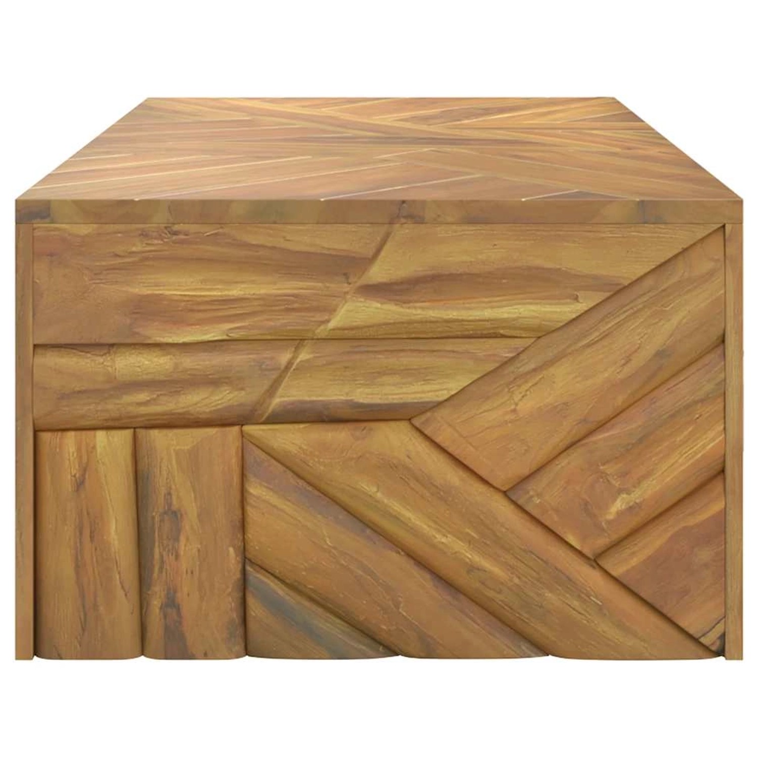 VidaXL Couchtisch aus massivem Teakholz, 110x60x38 cm, mit 3D-geformten Beinen.