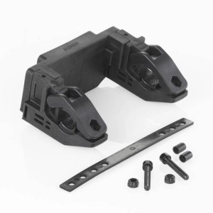 Fischer Lenkerkorb-Halterung für E-Bike, engmaschig, schwarz, mit Schrauben und Montagezubehör.