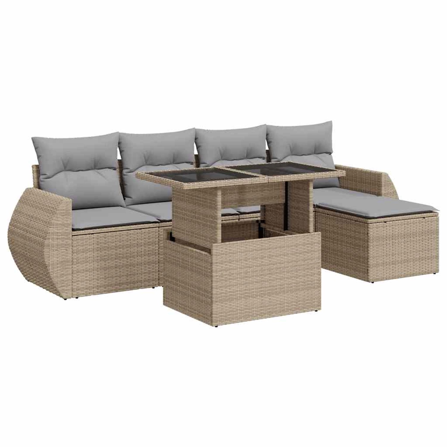 vidaXL 6-Tlg Garten-Sofagarnitur mit Kissen Beige Poly Rattan 3326620 günstig online kaufen