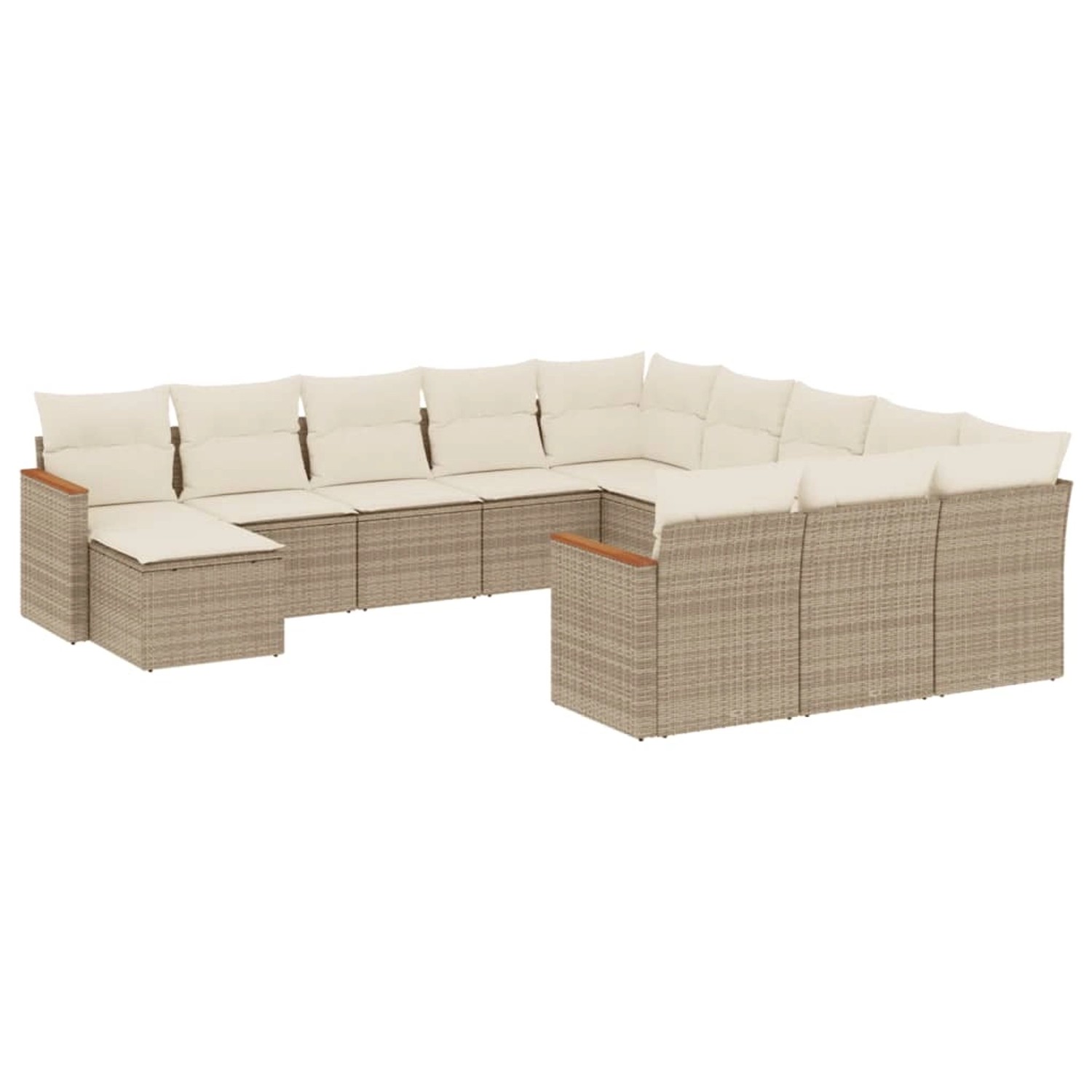vidaXL 12-Tlg Garten-Sofagarnitur mit Kissen Beige Poly Rattan 3258985 günstig online kaufen