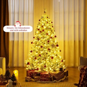Costway Weihnachtsbaum mit Beleuchtung Scharnierstruktur & 360°180cm