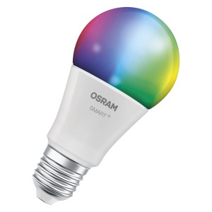 Osram Matter E27 RGB Leuchtmittel, Glühlampenform A75, 9,5W, mit Multicolor-Funktion.