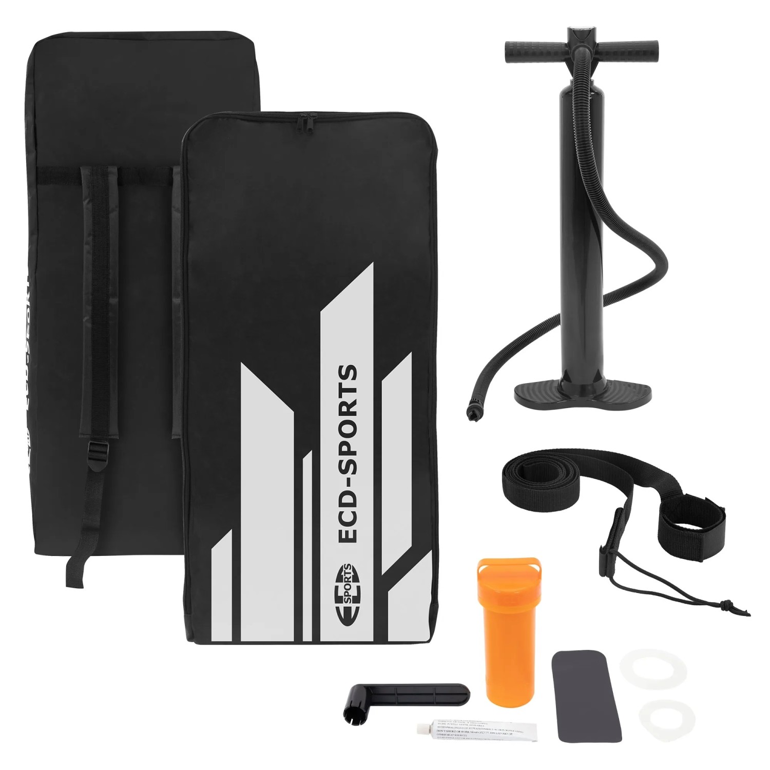 Zubehör für ECD Germany Stand Up Paddle Board: Pumpe, Tragetasche, Reparaturset und mehr.