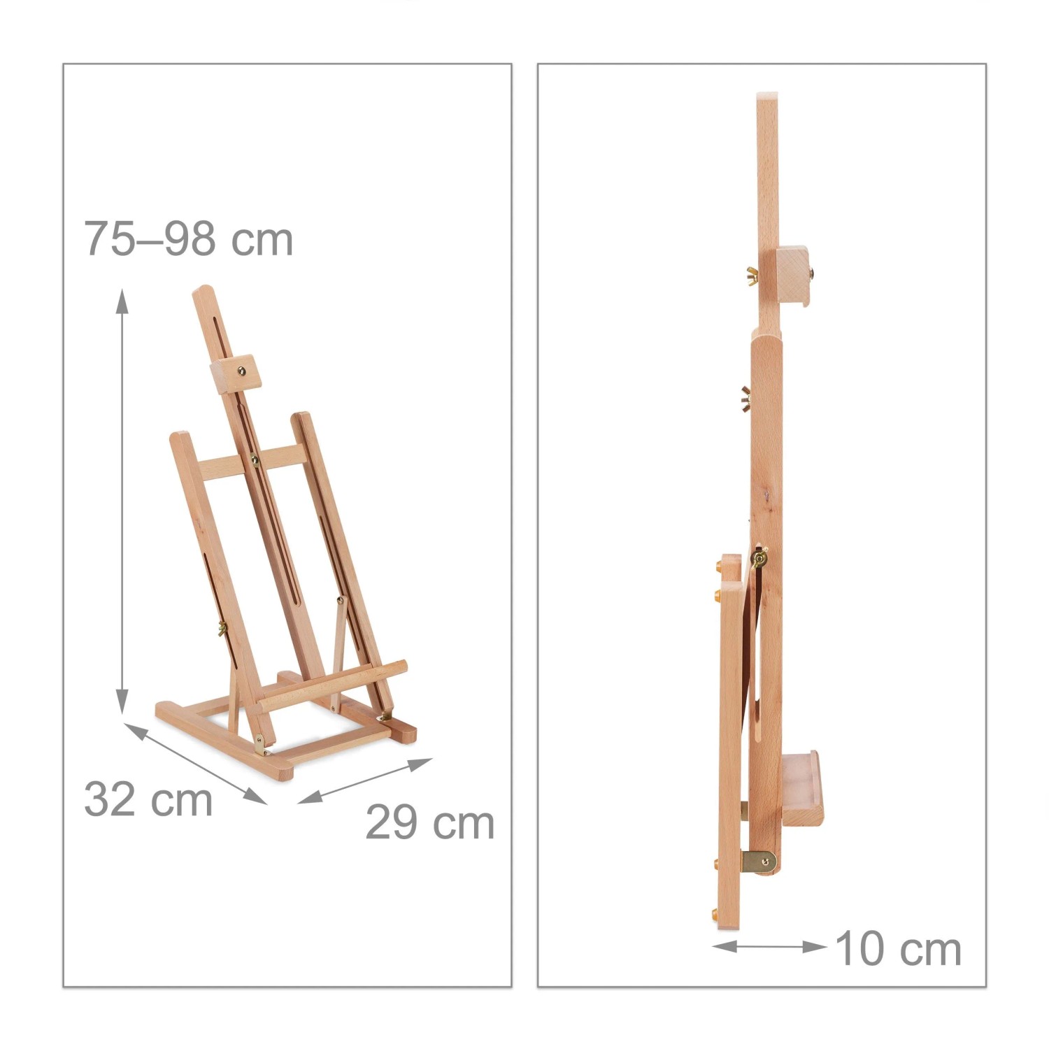 Relaxdays Tischstaffelei Buchenholz Natur Höhenverstellbar Neigbar Zusammenklappbar 75 cm x 29 cm x 32 cm 1,5 kg_4