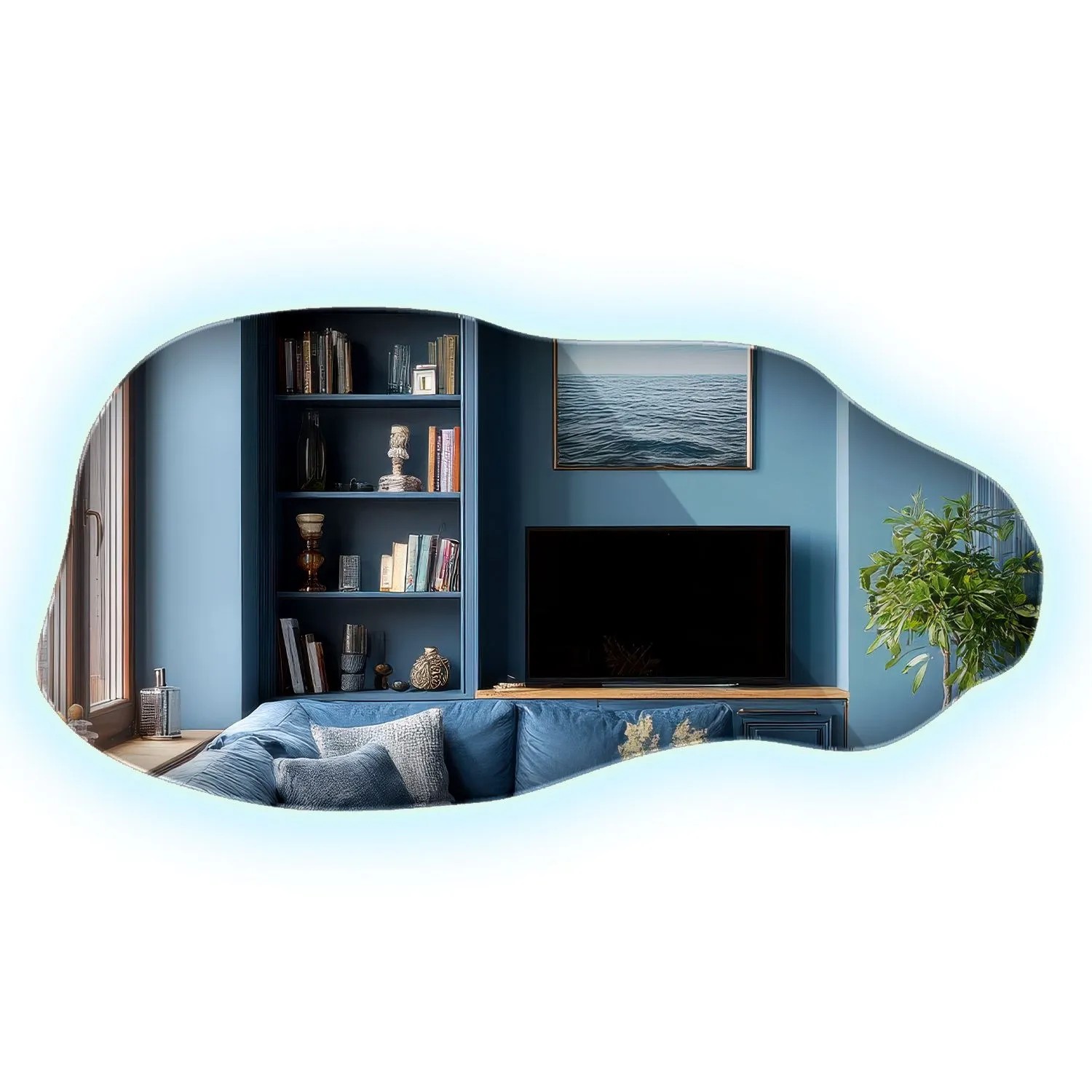 Wallfluent Unregelmäßiger LED Spiegel 40x80 cm Mit Kaltweiß 6500K Beleuchtung Für Badezimmer Wohnzimmer Und Flur