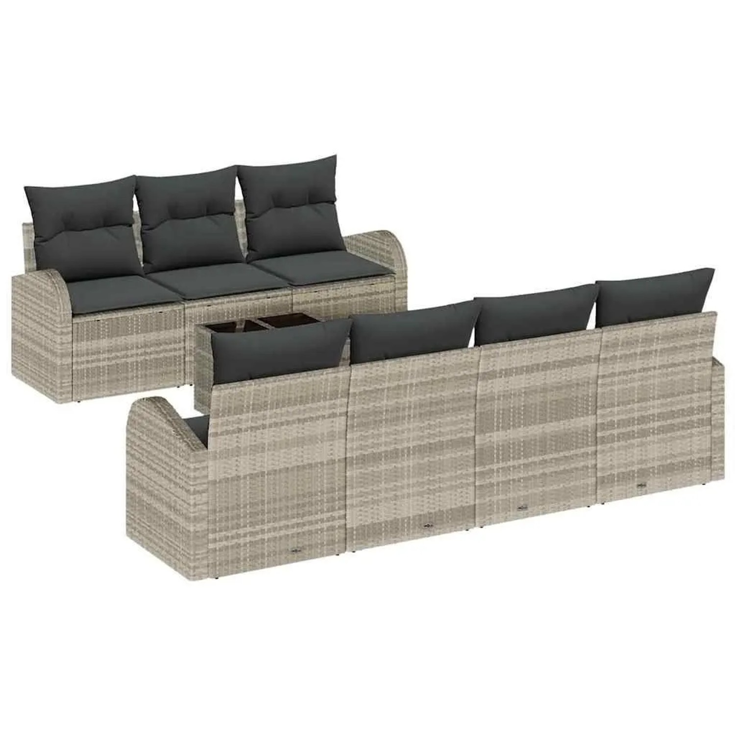 vidaXL Garten-Sofa-Set mit Kissen 8-Tlg Hellgrau und Dunkelgrau 3354621