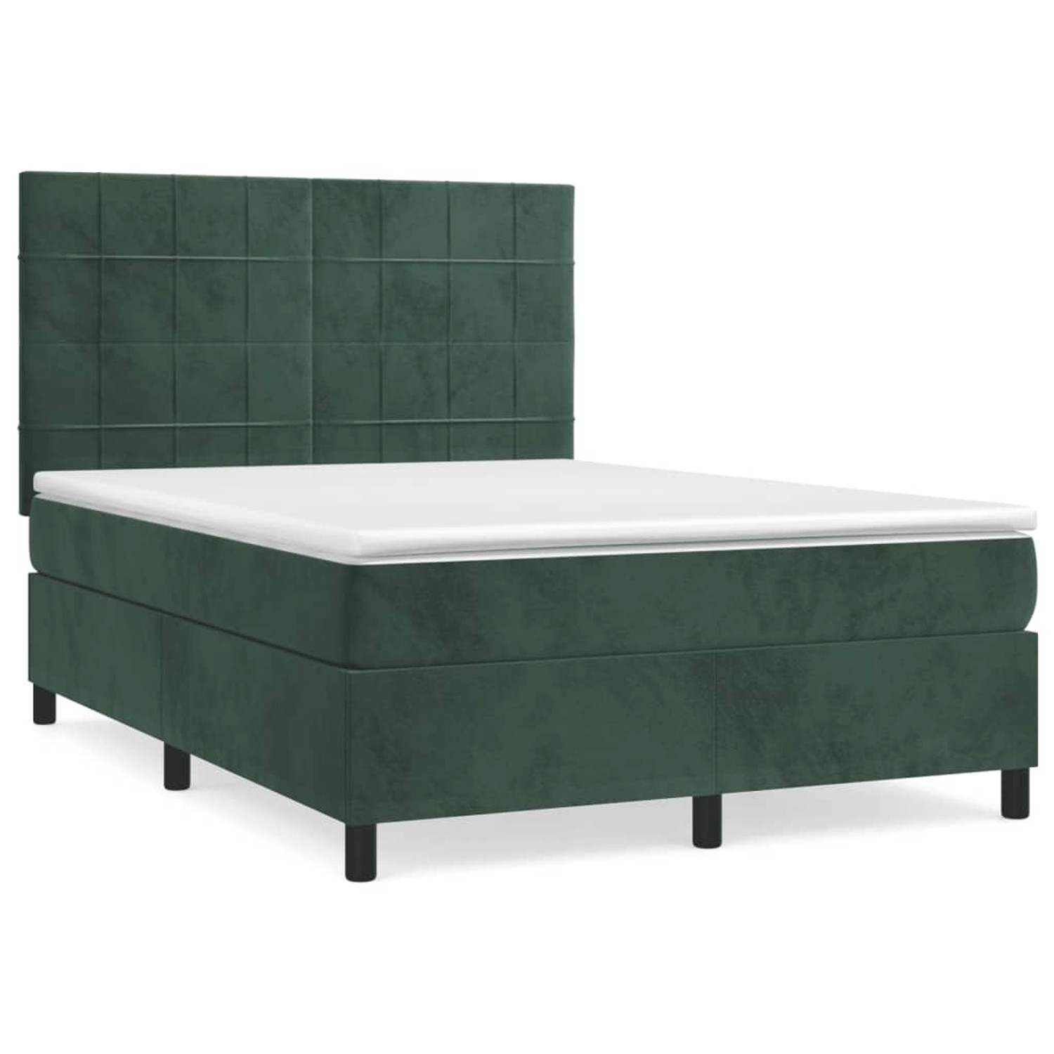 vidaXL Boxspringbett mit Matratze Dunkelgrün 140x190 cm Samt 3143022 günstig online kaufen