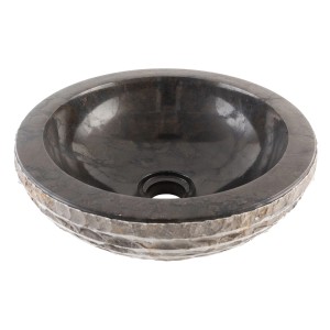 Wohnfreuden Marmor Waschbecken Bascom Rowfish 35 cm Schwarz Rund