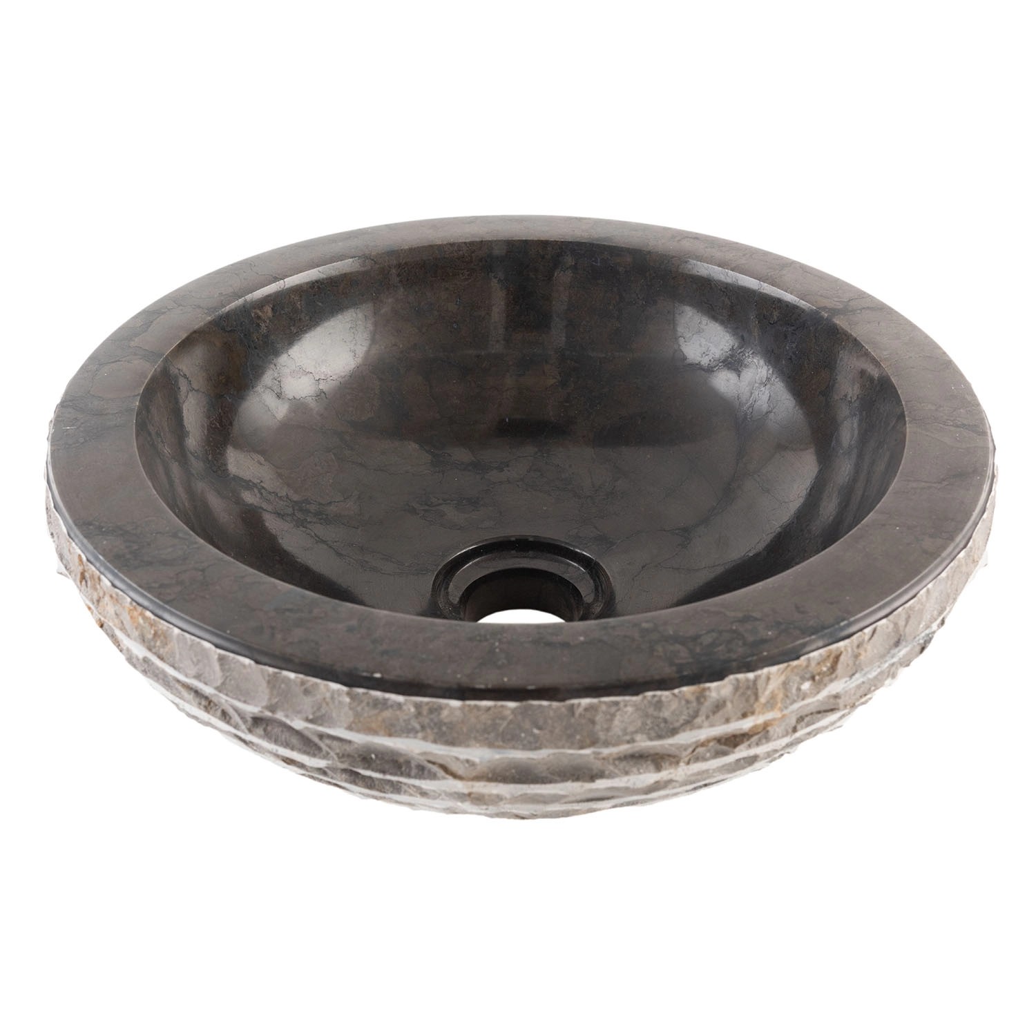 Wohnfreuden Marmor Waschbecken Bascom Rowfish 35 cm Schwarz Rund günstig online kaufen
