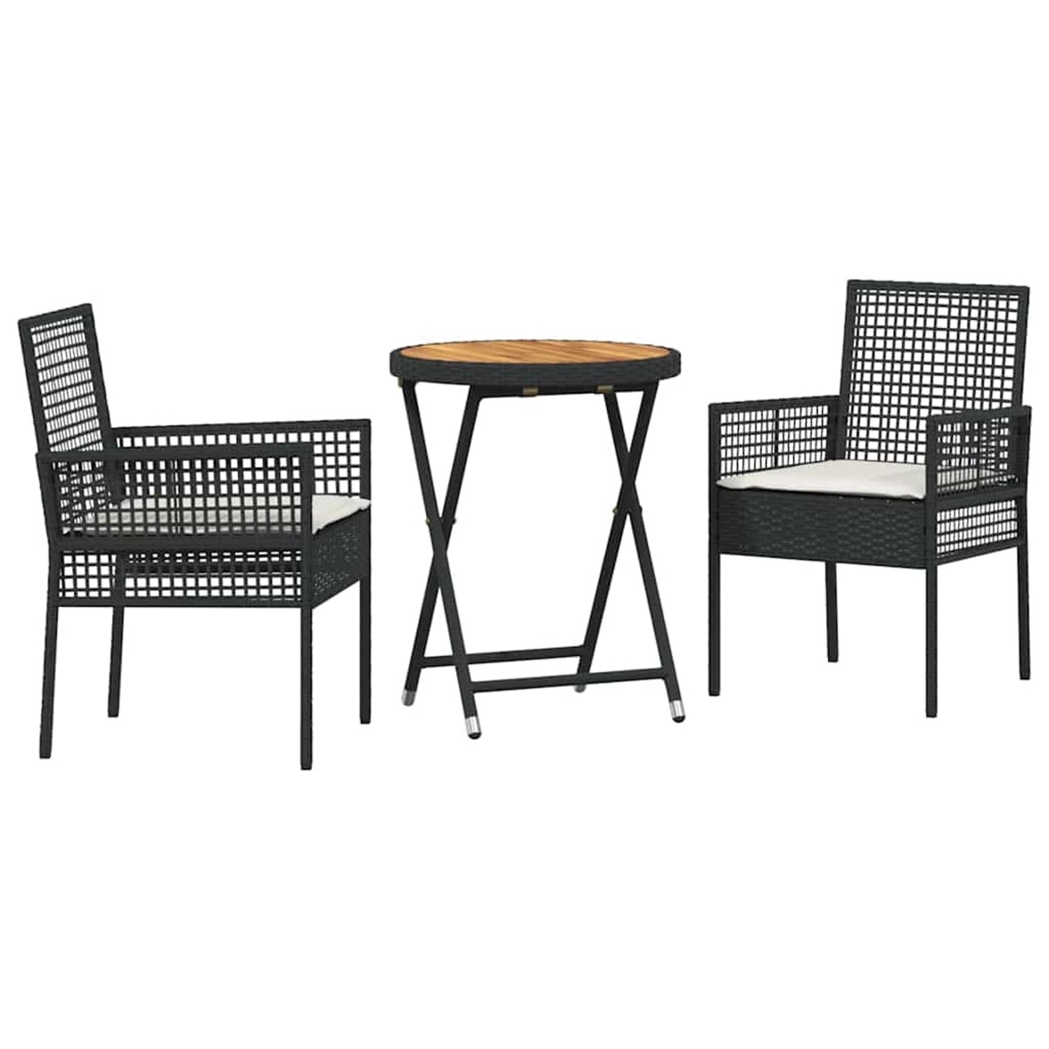 vidaXL Garten Bistro Set 3-Tlg Schwarz Poly Rattan 3334967