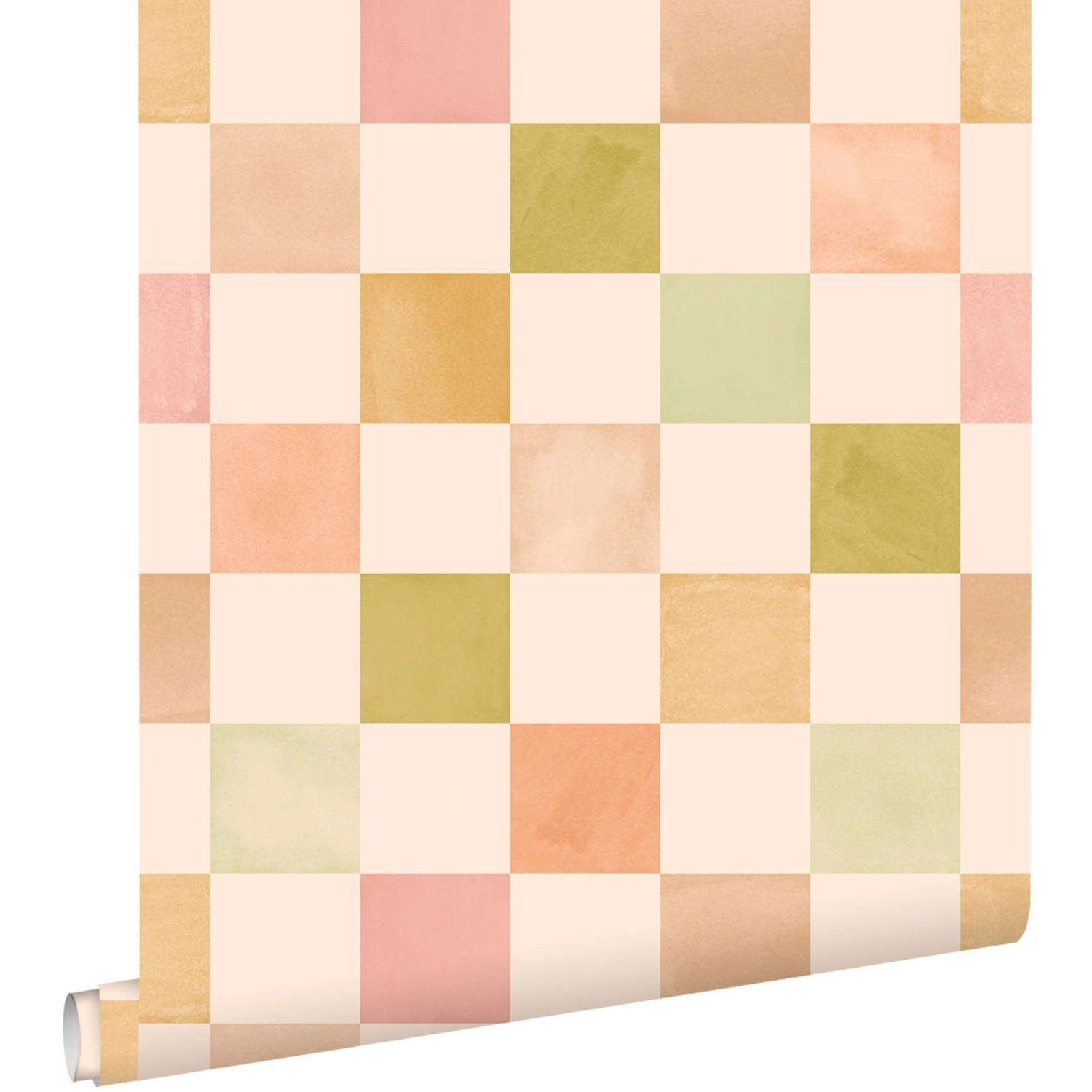 ESTAhome Tapete Karomuster Beige Rosa und Grün 50 x 900 cm günstig online kaufen