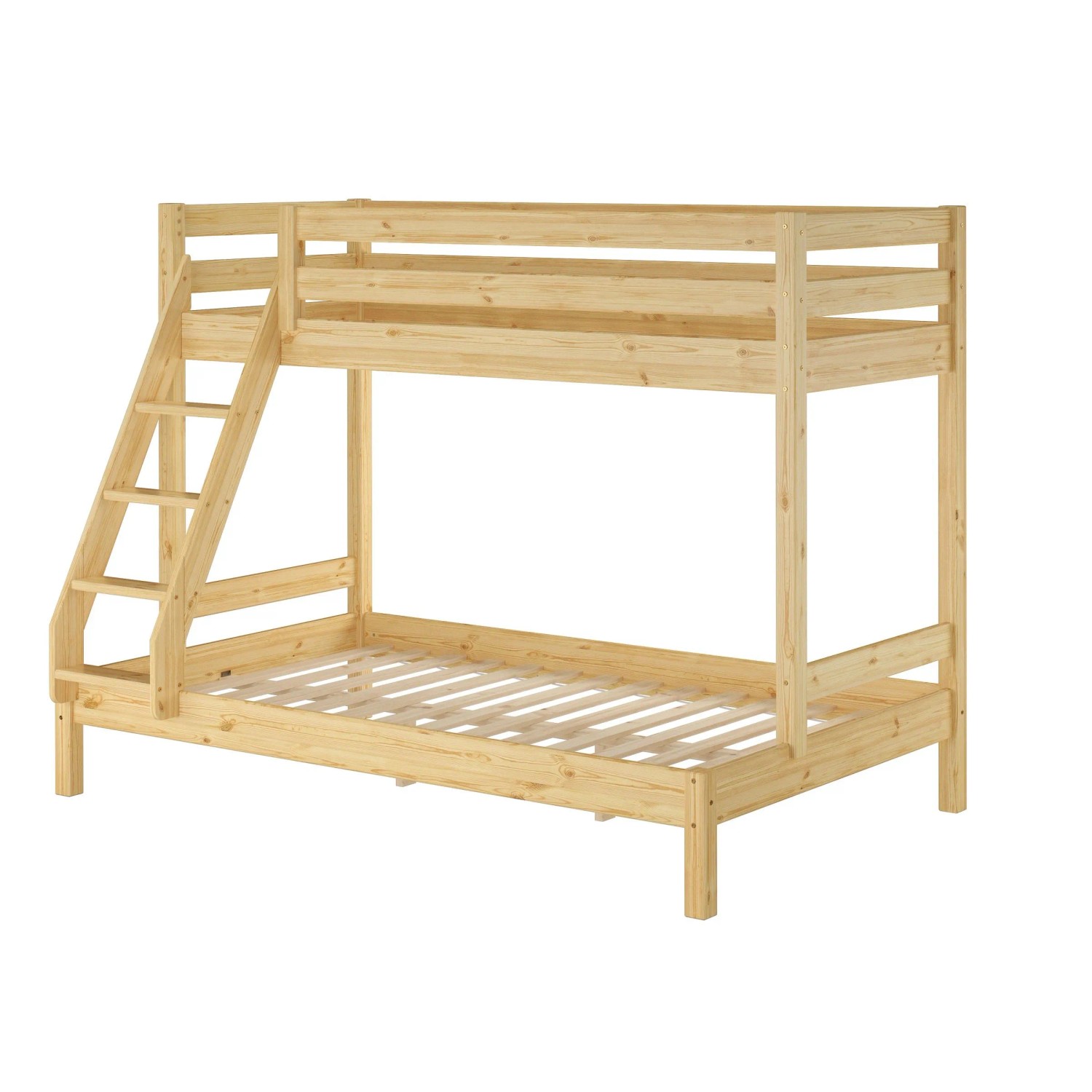 Erst-Holz Doppel Etagenbett 80 x 200 cm und 120 x 200 cm für Erwachsene Kiefer Modell 18 Rollrost inkl.