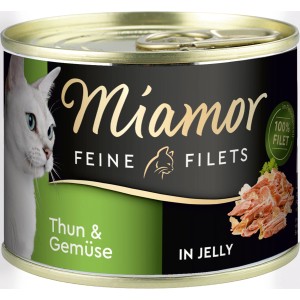 Miamor Katzen-Nassfutter Thunfisch & Gemüse, Feine Filets in Jelly, 185g Dose.