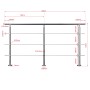 Edelstahl-Treppengeländer, 200 cm, für Innen und Außen, mit 3 Querstäben, Maße