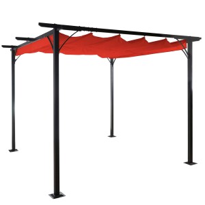 MCW Pergola C42 3,5x3,5m in Terracotta mit Schiebedach für Terrasse & Garten.