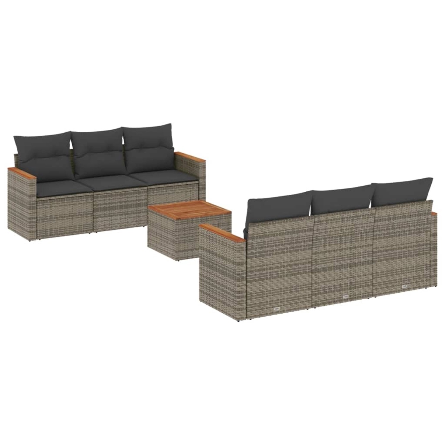 vidaXL 7-Tlg Garten-Sofagarnitur mit Kissen Grau Poly Rattan 3225794 günstig online kaufen