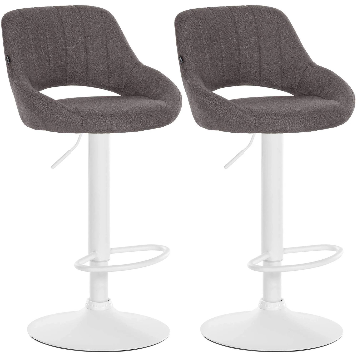 DELUKE 2er Set Barhocker SEGAD Stoff Dunkelgrau 47x48x85cm Weiß Barstuhl Mit Lehne Tresenhocker Tresenstuhl