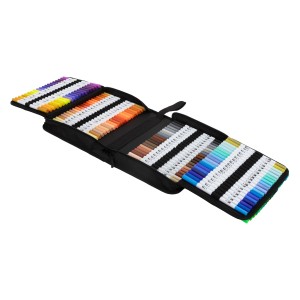 ECD Germany Doppelfasermaler Set mit 120 Farben im geöffneten Mäppchen.