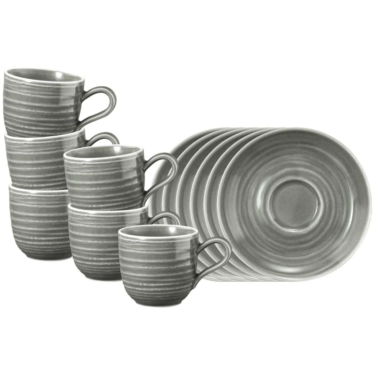 Seltmann Weiden Terra Espressotassen mit Untertassen 6er Set Perlgrau