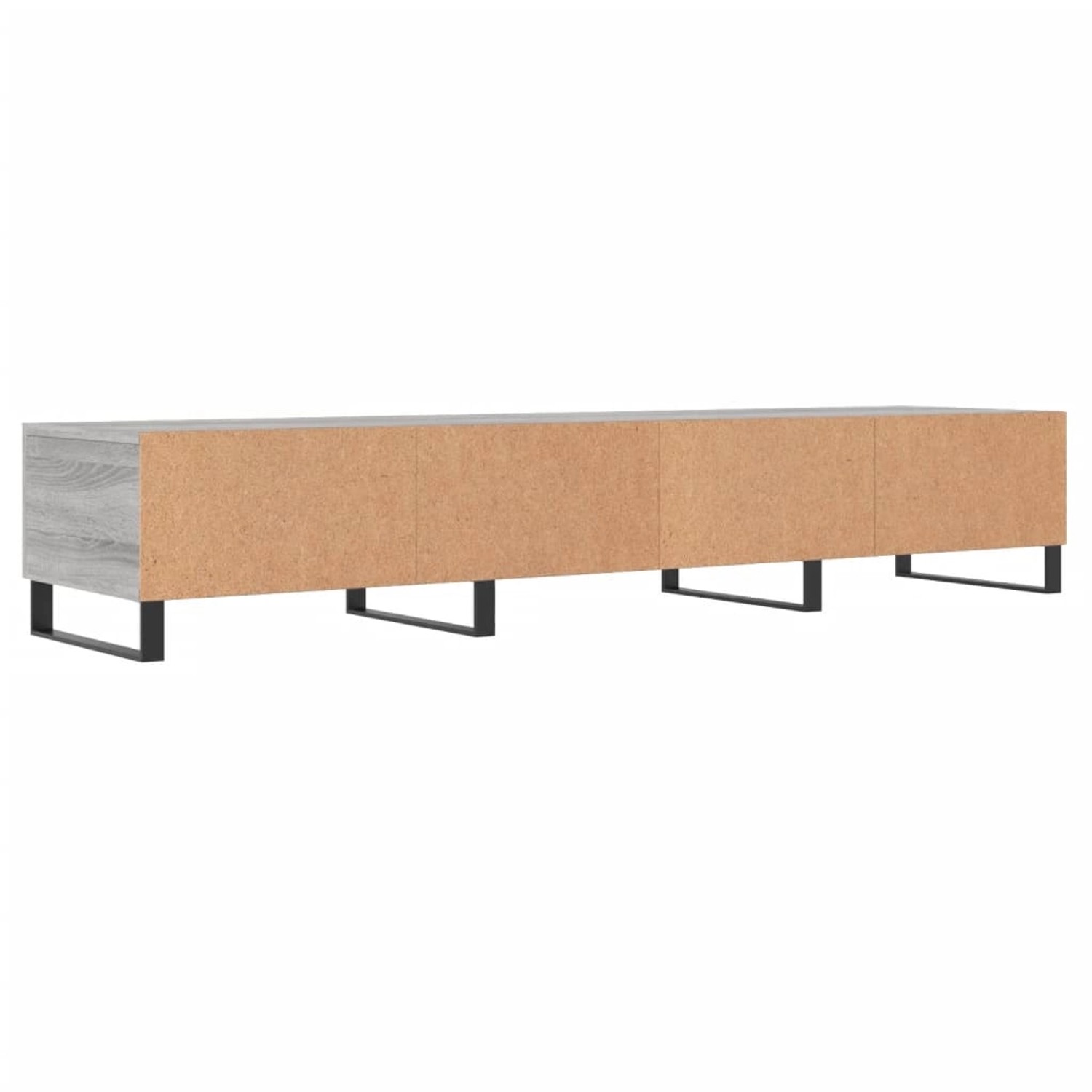 VidaXL TV-Schrank Grau Sonoma, 150 cm breit, mit drei Schubladen und schwarzen Metallfüßen.
