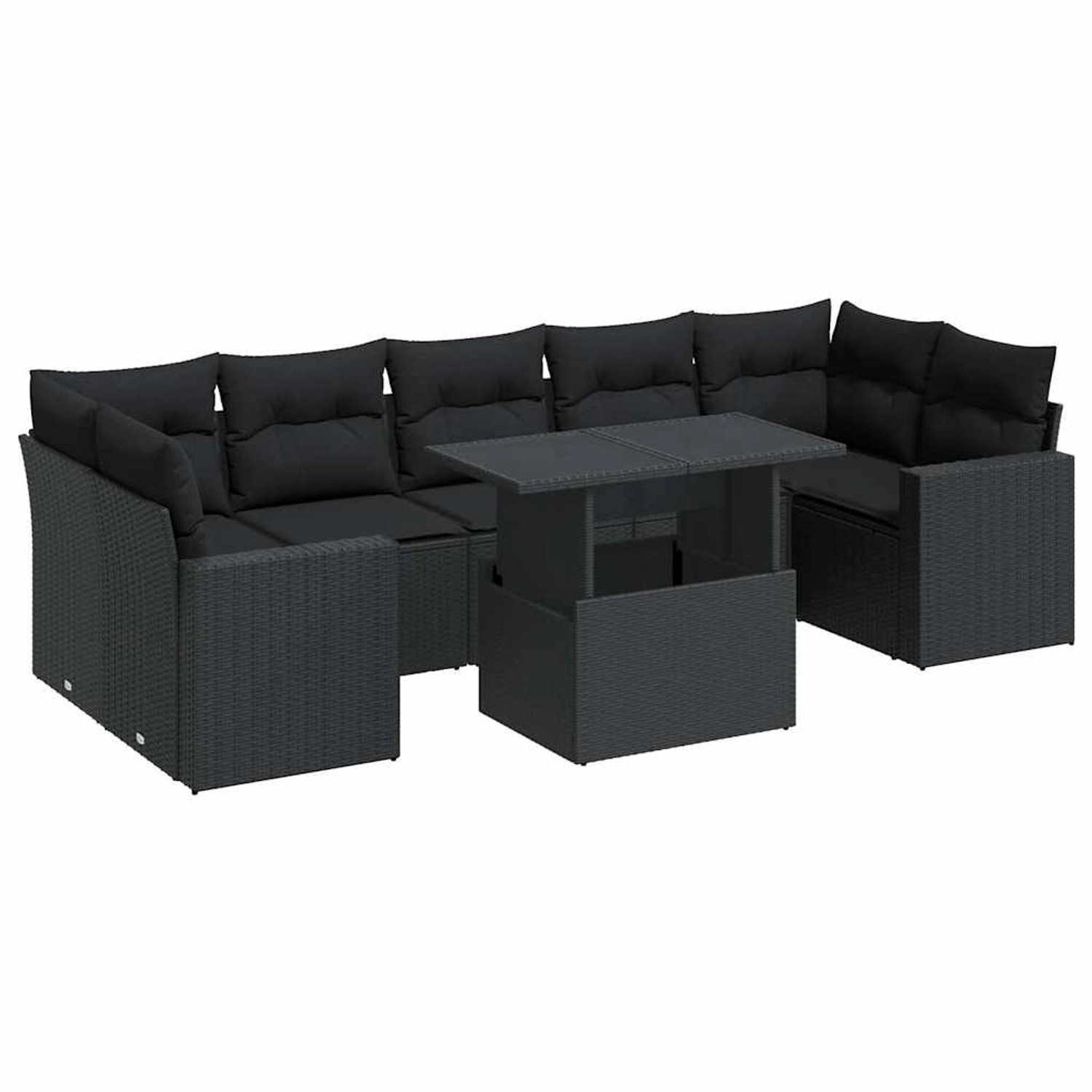 vidaXL 8-Tlg Garten-Sofagarnitur mit Kissen Schwarz Poly Rattan 3326276 günstig online kaufen